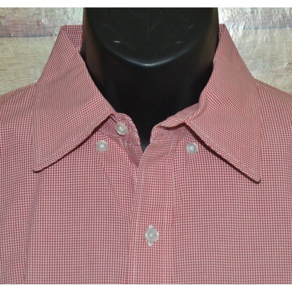 Texas Standard Red Micro Check Men's Dress Shirt Size L Cotton Western Button Up - Picture 4 of 11